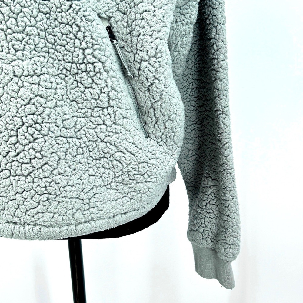Backcountry Sherpa Fleece Quarter Zip Pullover Sage Gray Medium Gorpcore Cozy - Picture 6 of 8